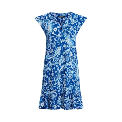 Lauren Ralph Lauren Paisley Flutter-sleeve Nightgown In Blue Pais