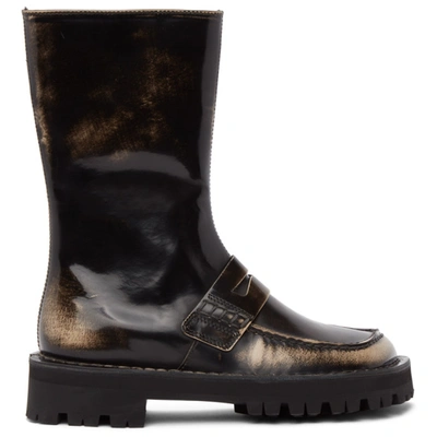 Camperlab Eki Square-toe Leather Boots In Dark Brown