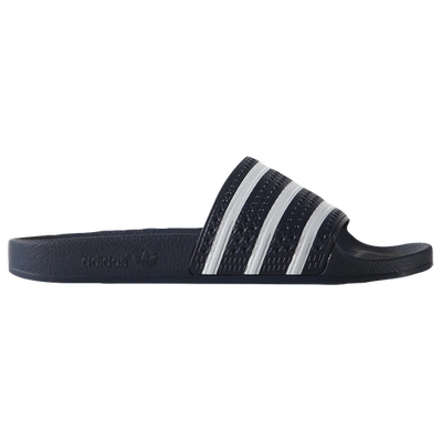 Adidas Originals Adilette Stripe Slide Sandals In New Navy/white/new Navy