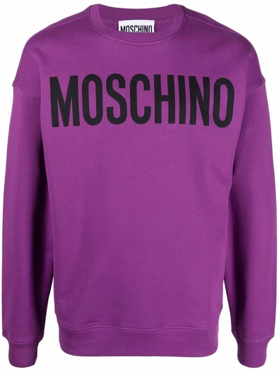 Moschino Cotton Sweatshirt With Logo In Purple