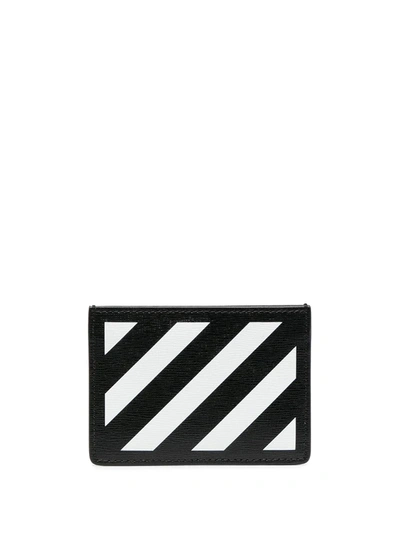 Off-white Diag Leather Card Holder In Black