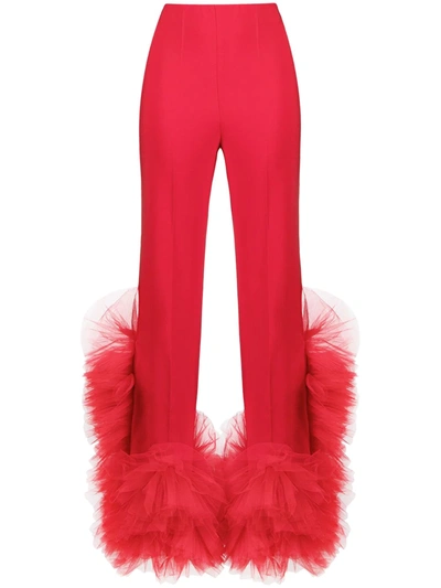 Loulou High-waist Ruffle Detail Trousers In Red