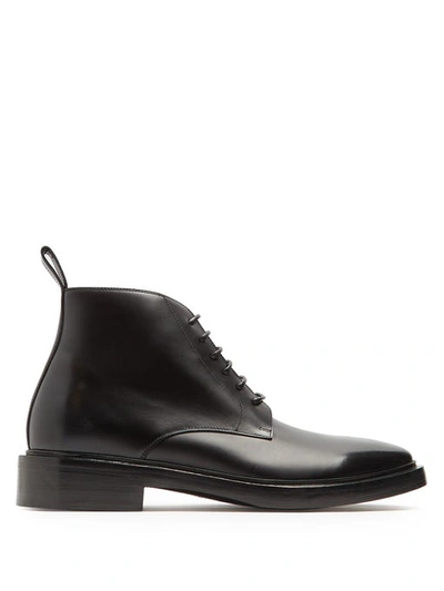 Balenciaga Lace-up Leather Ankle Boots In Black