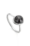 Monica Vinader Siren Black Onyx Stacking Ring In Silver/ Black Line Onyx