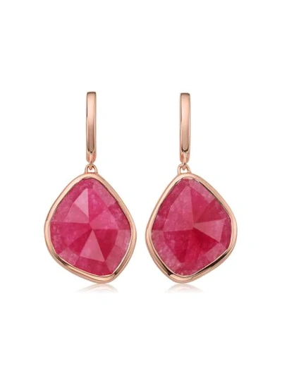 Monica Vinader Siren Nugget Semiprecious Stone Drop Earrings In Pink Quartz/ Rose Gold