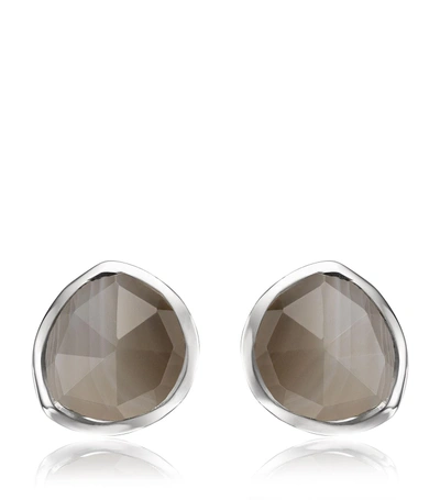Monica Vinader 'siren' Semiprecious Stone Stud Earrings (nordstrom Exclusive) In Silver/ Grey Agate