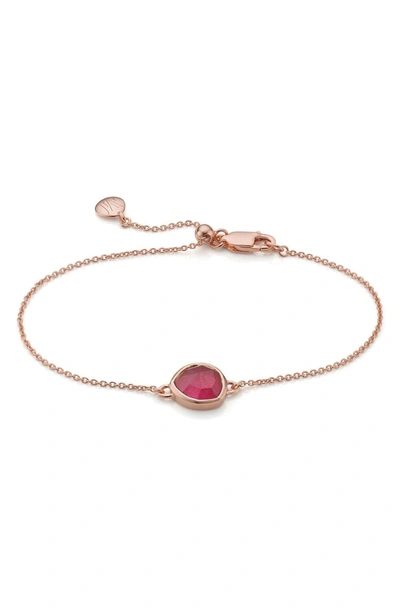 Monica Vinader Siren Pink Quartz Fine Chain Bracelet In Rose Gold