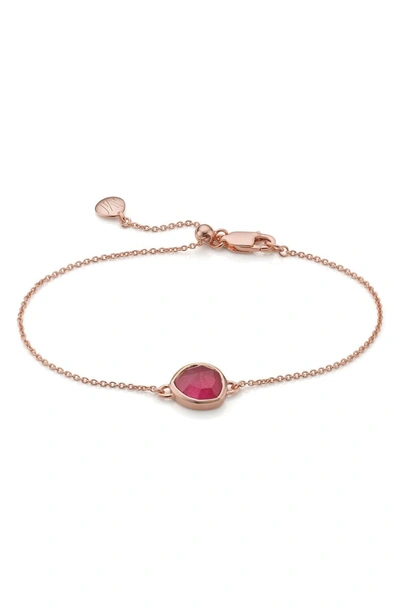 Monica Vinader Siren Pink Quartz Fine Chain Bracelet In Pink Quartz/ Rose Gold