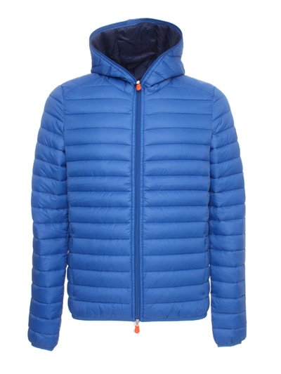 Save The Duck Quilted Hooded Puffer Jacket In Snorkel Blue Color