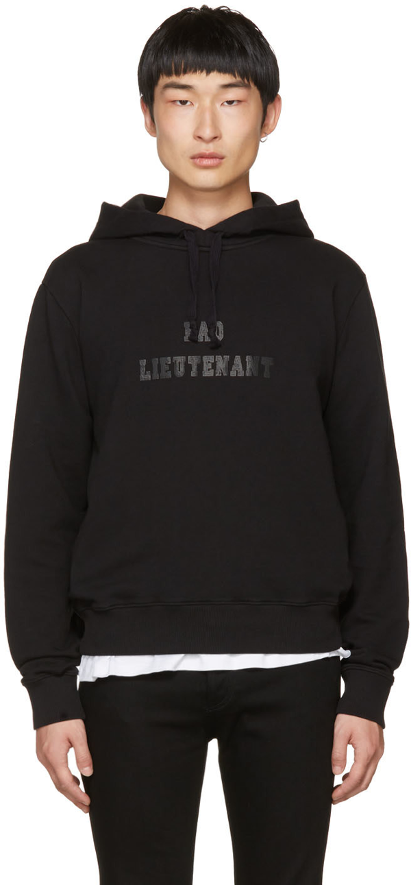 Saint Laurent Printed Hoodie In 1001 Black/black | ModeSens