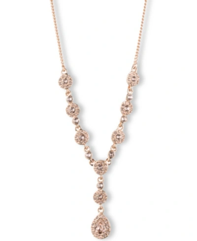 Givenchy 16" Crystal Y-neck Necklace In Rose Gold