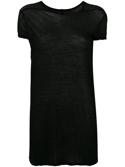 Rick Owens Long Length T-shirt In Black