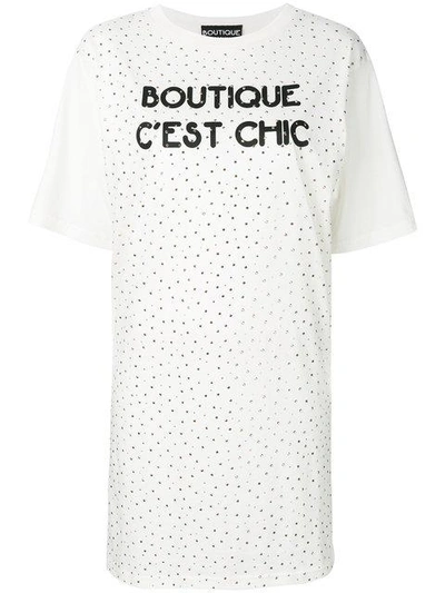 Boutique Moschino Studded T-shirt Dress In White