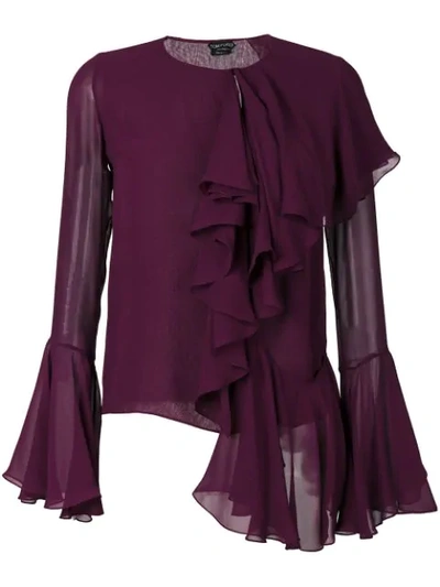 Tom Ford Silk Blouse In Aubergine|rosso