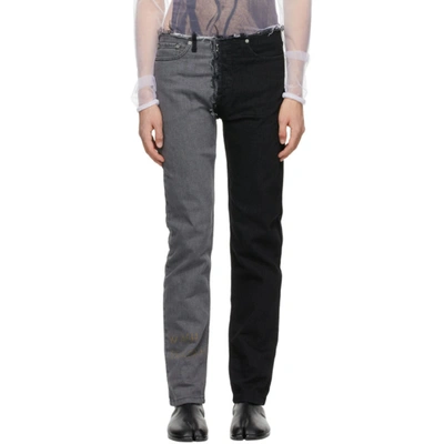 Maison Margiela Two-tone Straight-leg Jeans In Black,grey
