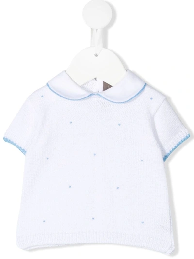 Little Bear Babies' Polka-dot Knitted T-shirt In 白色