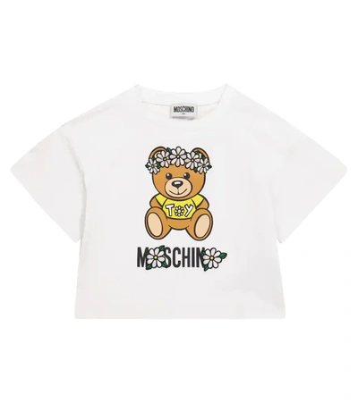 Moschino Kids' Teddy Bear-print Cotton T-shirt In White
