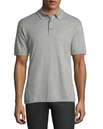 Ermenegildo Zegna Cotton Pique Polo Shirt, Light Gray