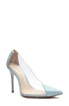 Schutz Cendi Transparent Pointed Toe Pump In Transparent/ Wonder Blue