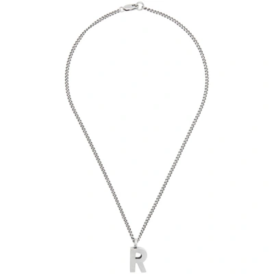 Raf Simons Silver R Pendant Necklace In 00082 Silve