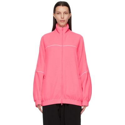 Balenciaga Tracksuit Jacket In Neon Pink Double Brushed Fleece