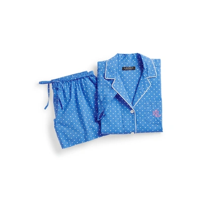 Lauren Ralph Lauren Blue Dot Woven Boxer Pajama Set