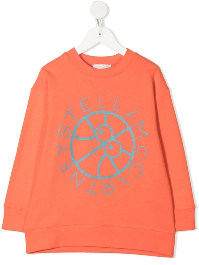Stella Mccartney Kids' Basketball-print Sweatshirt In Orange
