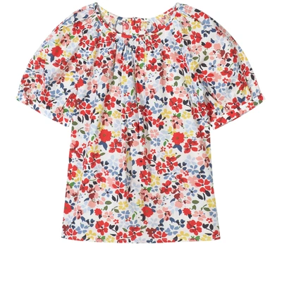 Bonpoint Kids' Floral Top Cream In Red