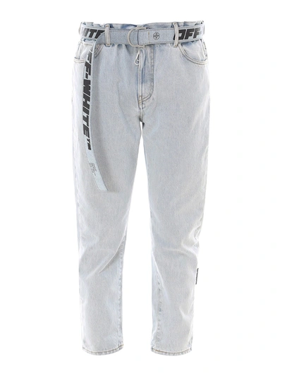 Off-white Elasticated Waistband Jeans In Light Blue In Light Wash