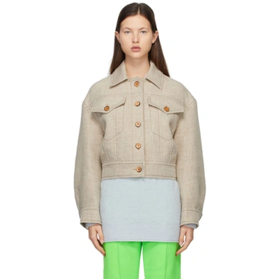 Acne Studios Cropped Hemp And Linen-blend Jacket In Neutrals