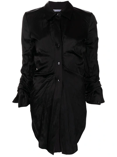 Alexander Wang Fitted Memory Satin Long Shirt In Black