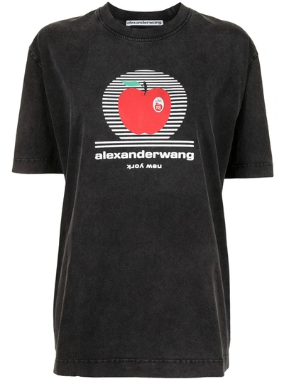 Alexander Wang Oversized Printed Cotton-jersey T-shirt In Black