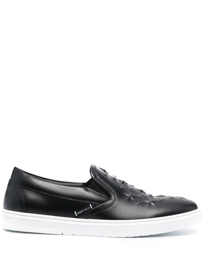 Jimmy Choo Groveaoa Leather Slip-on Sneakers In Black