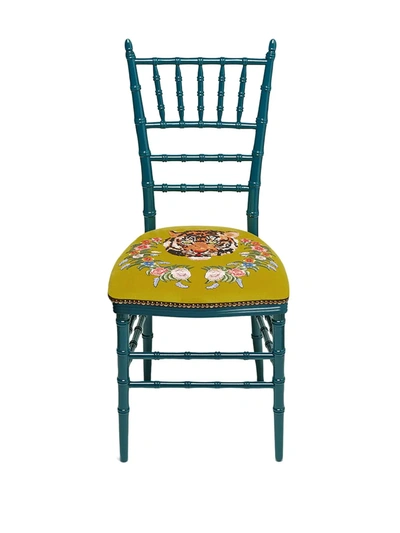 Gucci Chiavari Tiger-print Chair In Blue