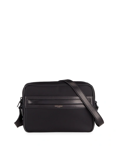 Saint Laurent Men's Camp Nylon Crossbody Camera Bag In Nero