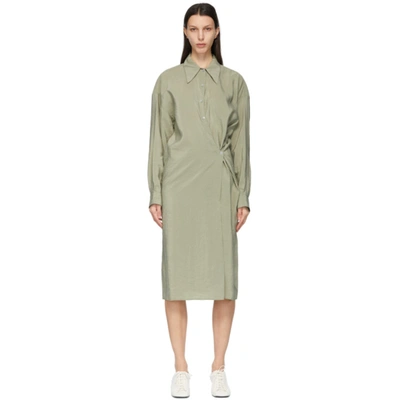 Lemaire Twisted Silk-blend Wrap Dress In 609 Sage