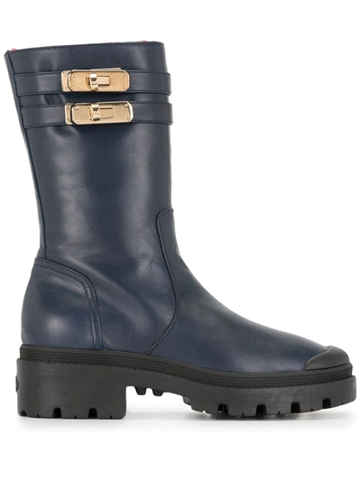 Madison.maison Shearling-lined Mid-calf Boots In Blue