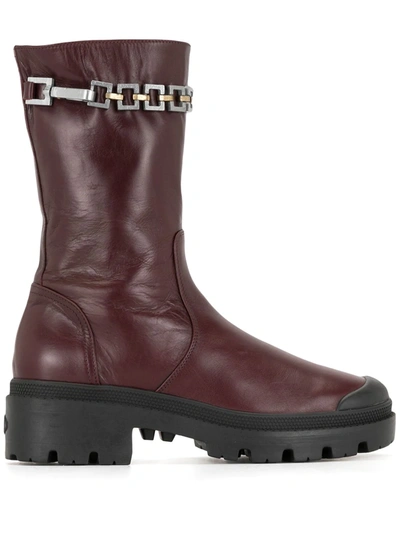 Madison.maison Chain-embellished Mid-calf Boots In Red