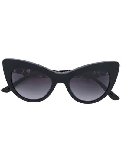 Dolce & Gabbana Flowers Lace Gradient Cat-eye Sunglasses In Black
