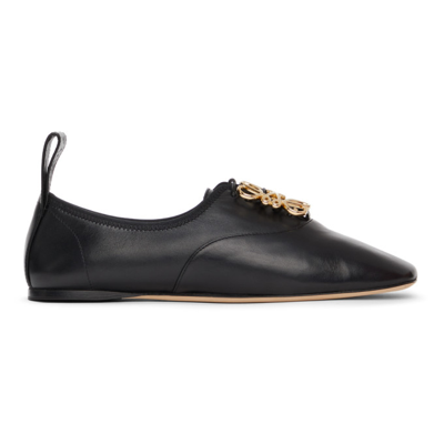 Loewe 10mm Soft Derby Leather Lace-up Shoes In Black