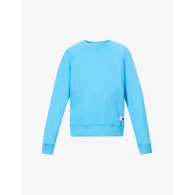 Acne Studios Finick Logo-patch Cotton-blend Sweatshirt In Bright Blue