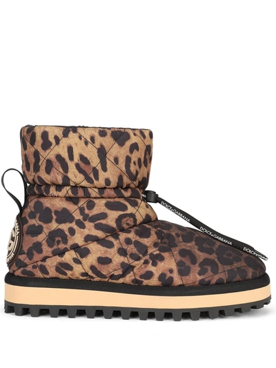 Dolce & Gabbana Leopard-print Nylon Ankle Boots In Animal Print