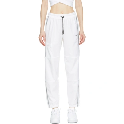 Nike White Flex Pro Woven Lounge Pants In White,metallic Silver