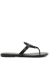 Tory Burch Miller Embellished-logo Sandals In Perfect Black