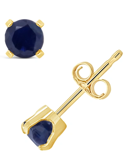 Macy's Emerald (1/2 Ct. T.w.) Stud Earrings In 14k Yellow Gold (also Available In Sapphire) In Ruby