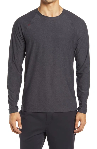 Rhone Crew Neck Long Sleeve T-shirt In Black Heather