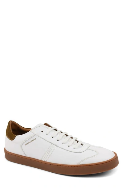 Bruno Magli Men's Bono Classic Sport Lace Up Trainers Men's Shoes In White Calf