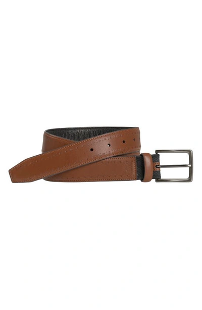 Johnston & Murphy Xc4 Perforated Leather Belt In Tan Leather