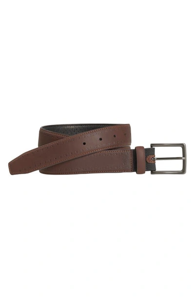 Johnston & Murphy Xc4 Perforated Leather Belt In Mahogany Leather