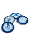 Anna New York Pedra Set Of 4 Agate Coasters In Azure